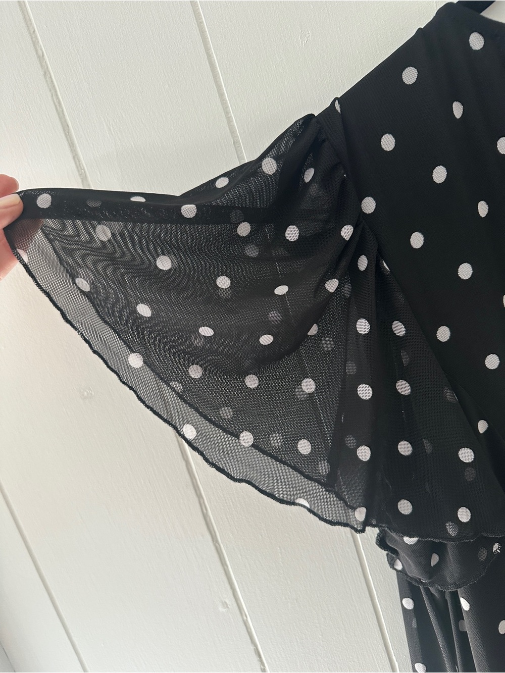 Black Polka Dot Women's Dress - Picture 3 of 5